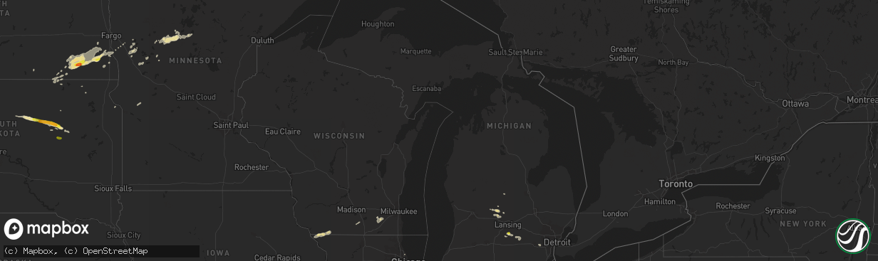 Hail map in Michigan on September 7, 2016