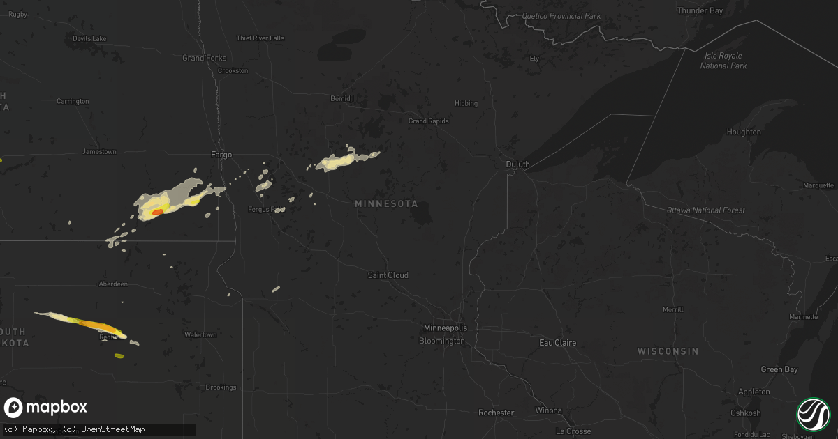 Hail map in Minnesota on September 7, 2016