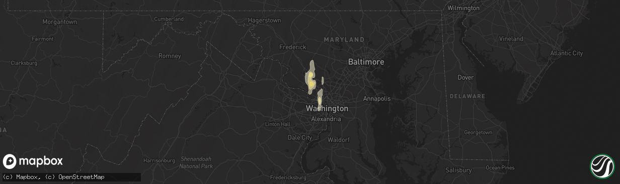 Hail map in Potomac, MD on September 7, 2016