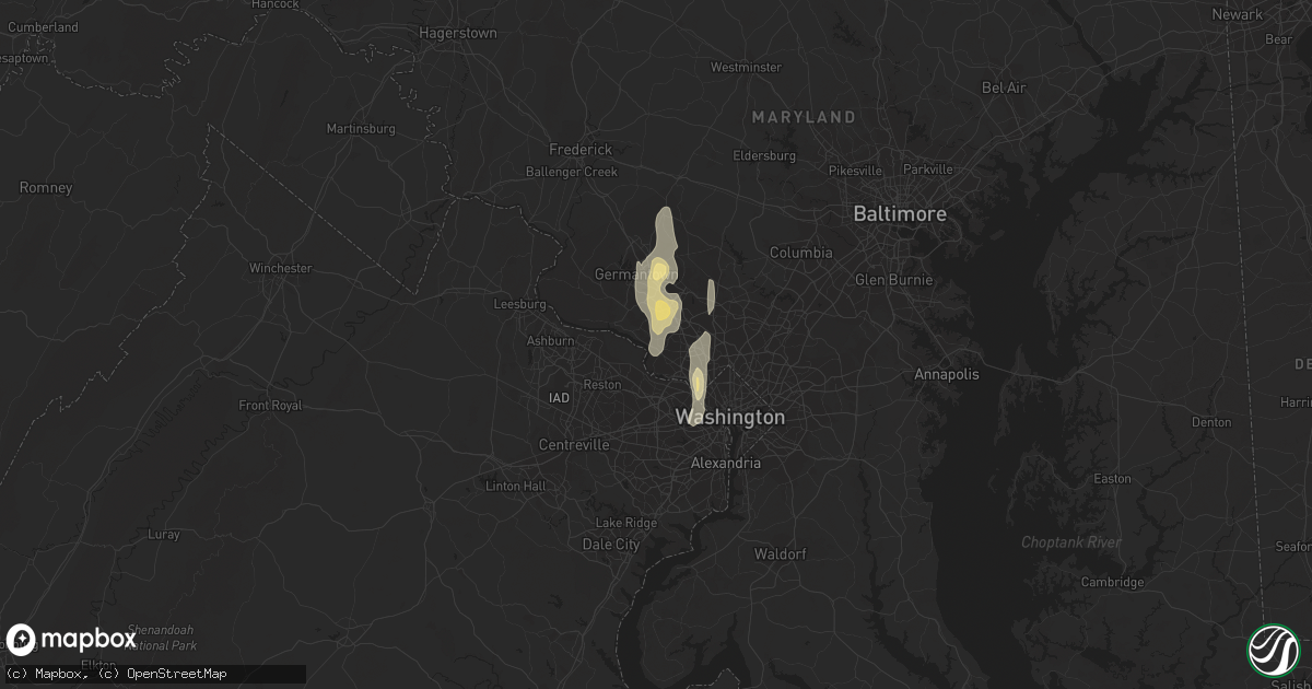 Hail map in Potomac, MD on September 7, 2016