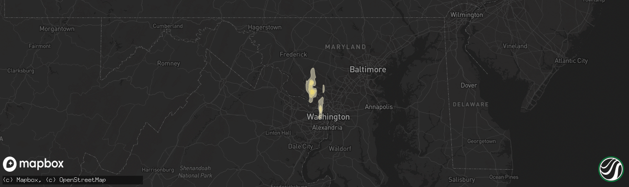 Hail map in Rockville, MD on September 7, 2016