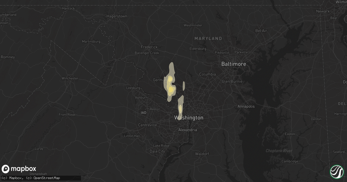 Hail map in Rockville, MD on September 7, 2016