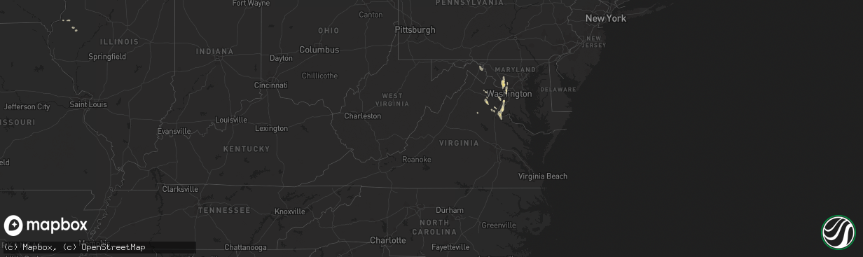 Hail map in Virginia on September 7, 2016