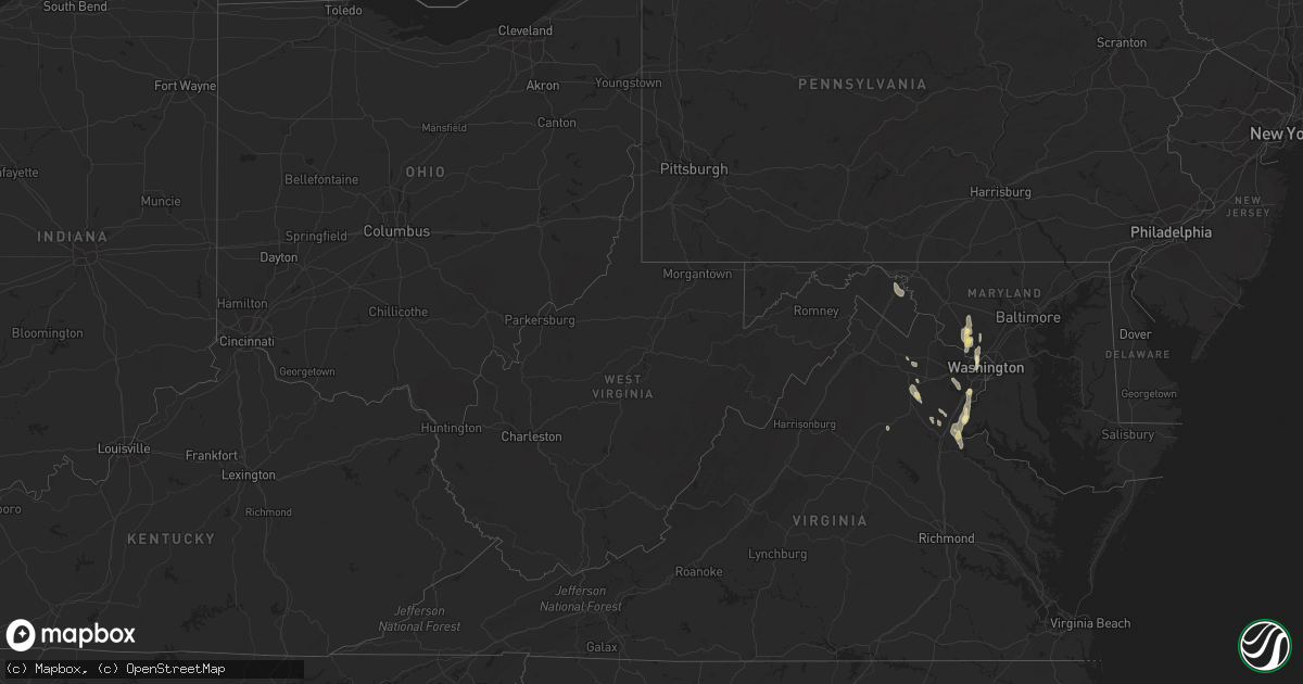 Hail map in West Virginia on September 7, 2016