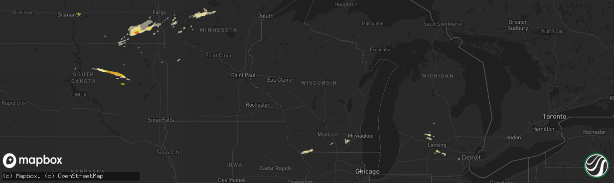 Hail map in Wisconsin on September 7, 2016