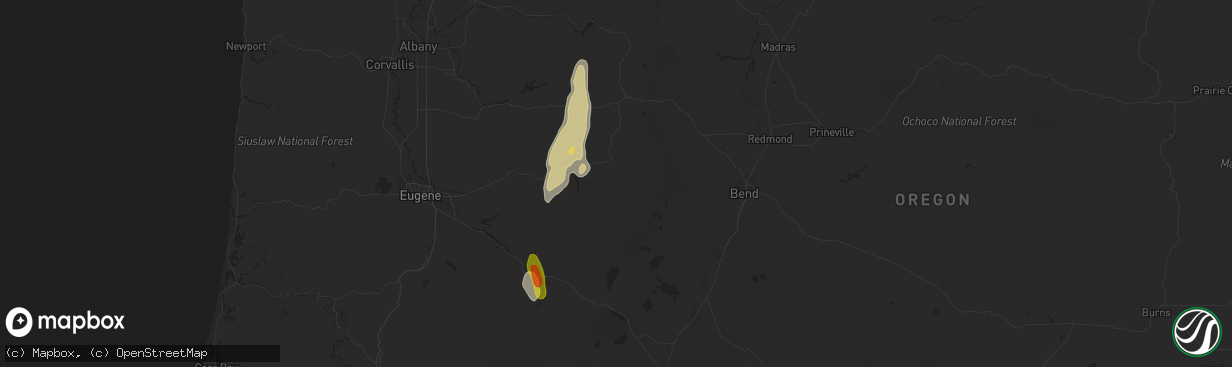 Hail map in Blue River, OR on September 7, 2017