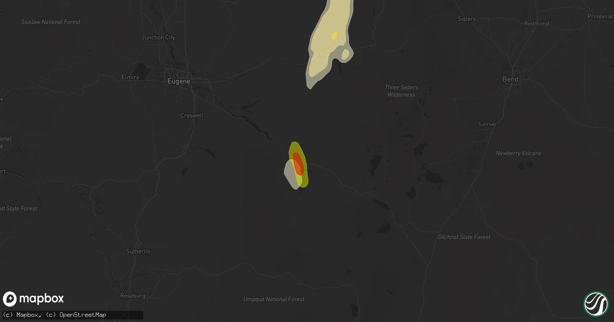 Hail map in Oakridge, OR on September 7, 2017