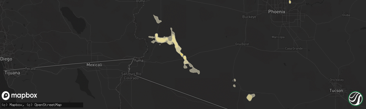 Hail map in Roll, AZ on September 7, 2017