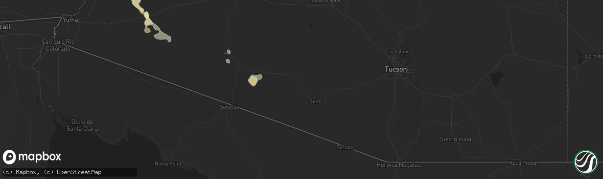 Hail map in Sells, AZ on September 7, 2017