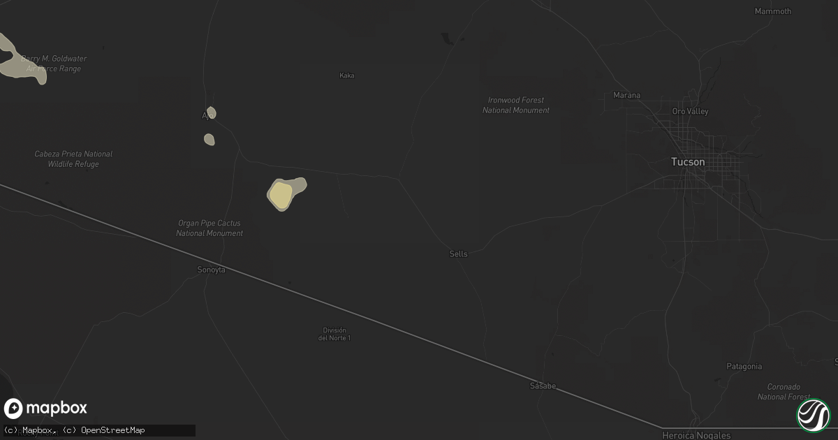 Hail map in Sells, AZ on September 7, 2017