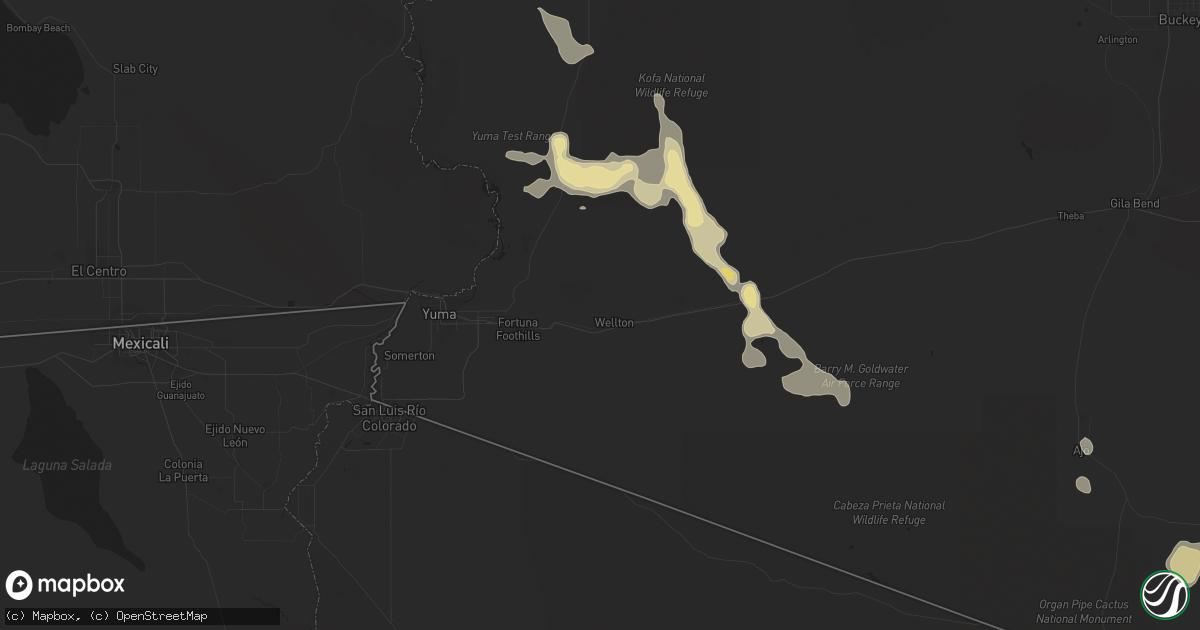 Hail map in Wellton, AZ on September 7, 2017