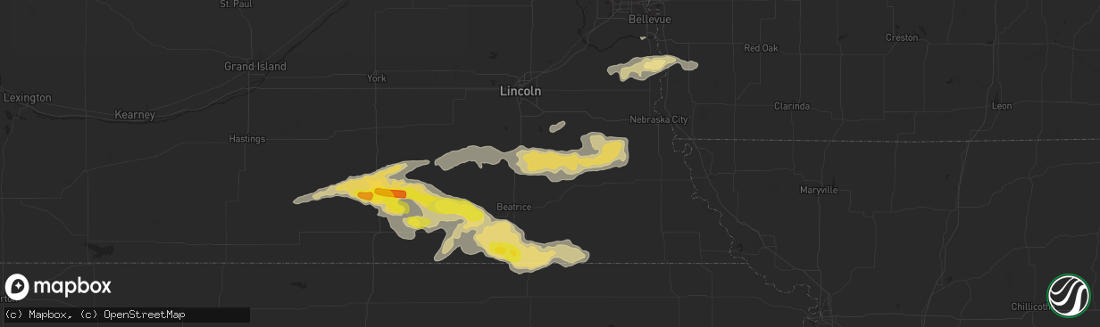 Hail map in Adams, NE on September 7, 2019