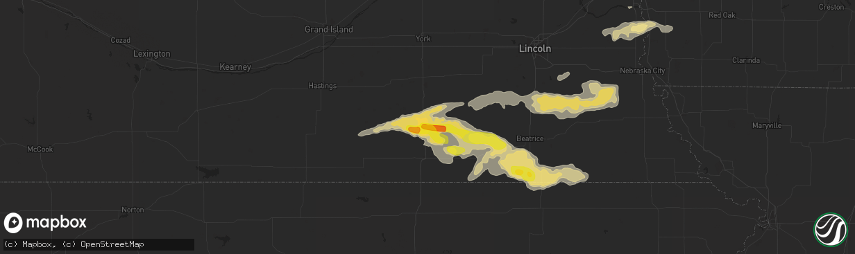 Hail map in Bruning, NE on September 7, 2019