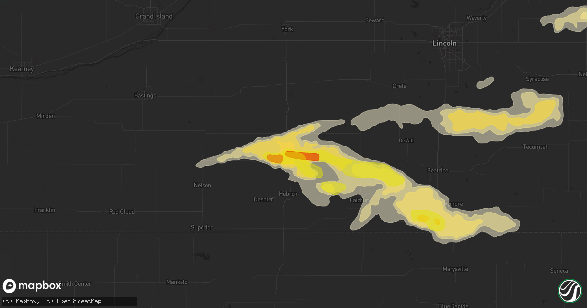 Hail map in Bruning, NE on September 7, 2019