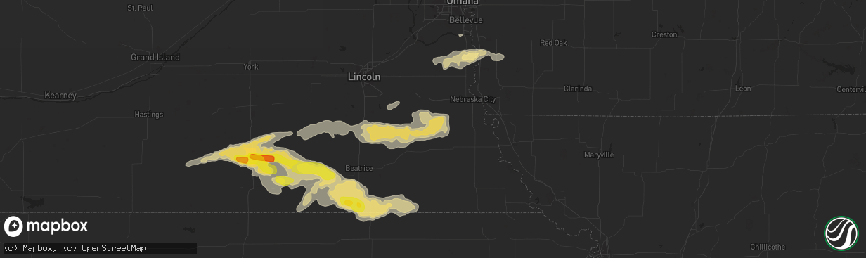 Hail map in Cook, NE on September 7, 2019