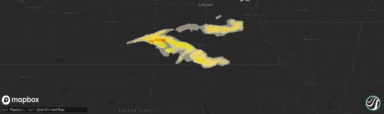 Hail map in Diller, NE on September 7, 2019