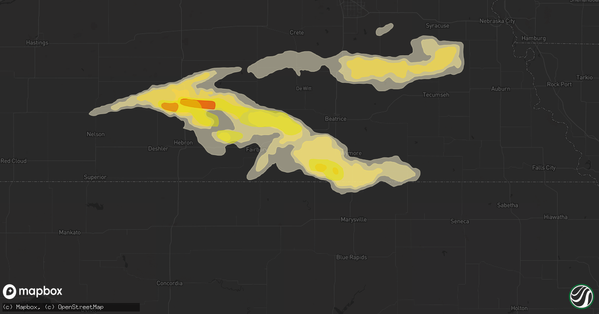 Hail map in Diller, NE on September 7, 2019