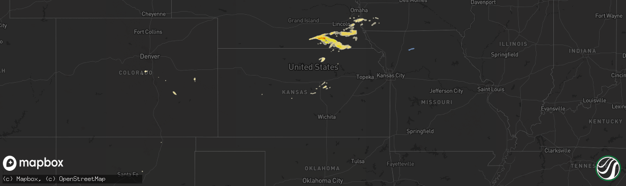 Hail map in Kansas on September 7, 2019