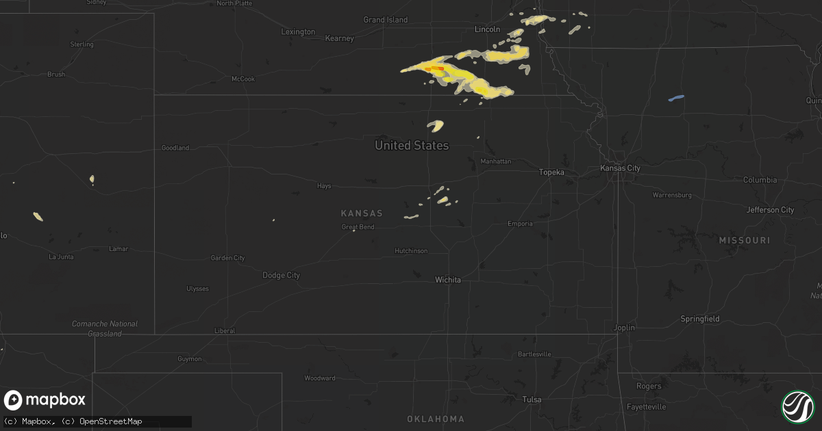 Hail map in Kansas on September 7, 2019