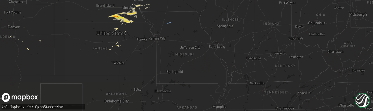 Hail map in Missouri on September 7, 2019