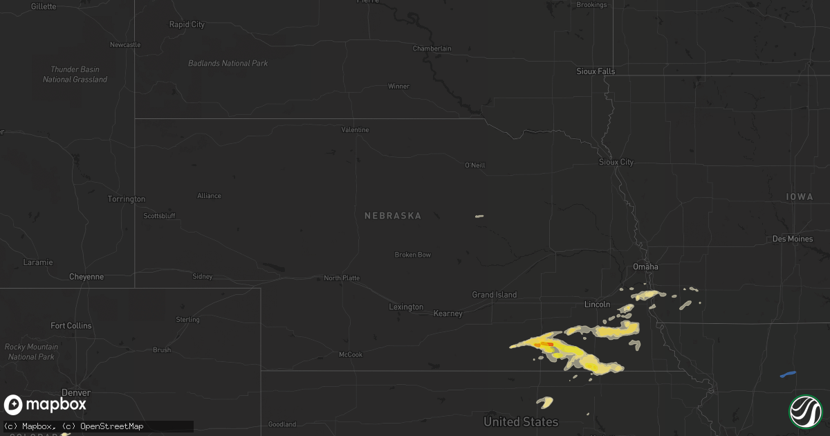 Hail map in Nebraska on September 7, 2019