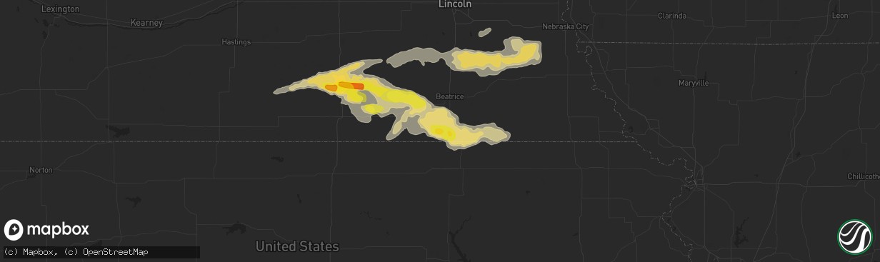 Hail map in Odell, NE on September 7, 2019