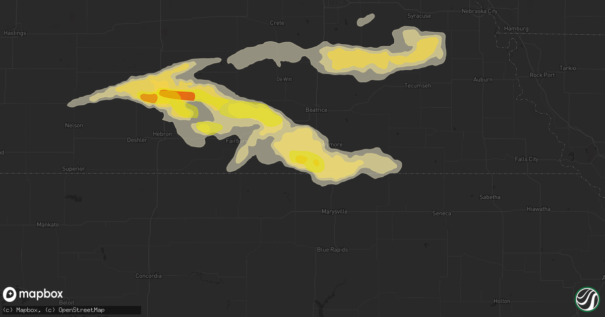 Hail map in Odell, NE on September 7, 2019