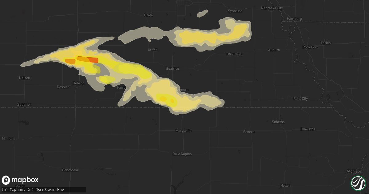 Hail map in Wymore, NE on September 7, 2019