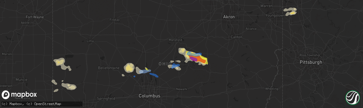 Hail map in Butler, OH on September 7, 2020