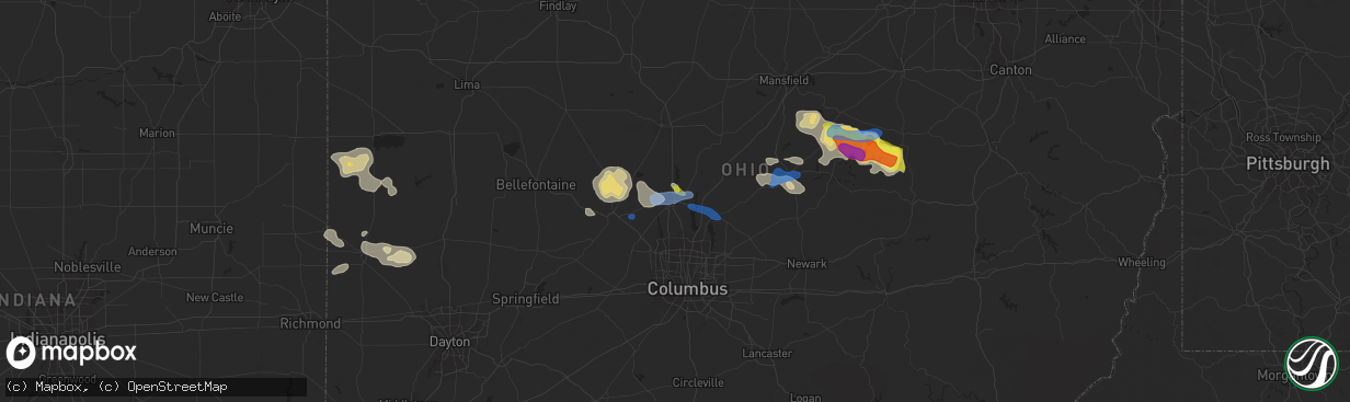 Hail map in Delaware, OH on September 7, 2020