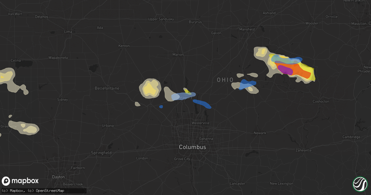 Hail map in Delaware, OH on September 7, 2020