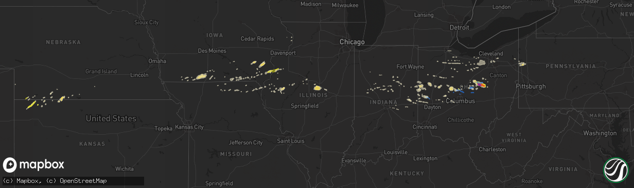 Hail map in Illinois on September 7, 2020