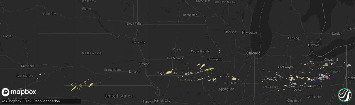 Hail map in Iowa on September 7, 2020