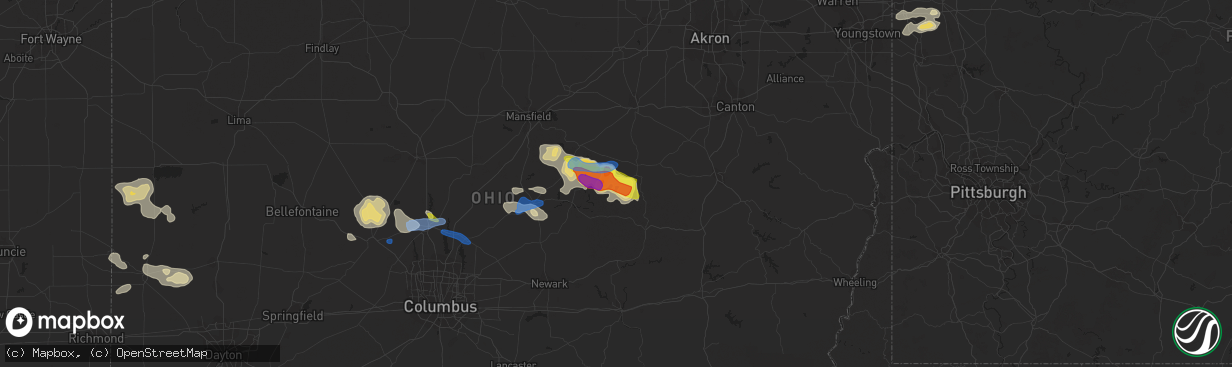 Hail map in Killbuck, OH on September 7, 2020