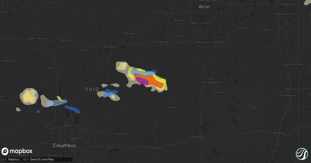 Hail map in Killbuck, OH on September 7, 2020