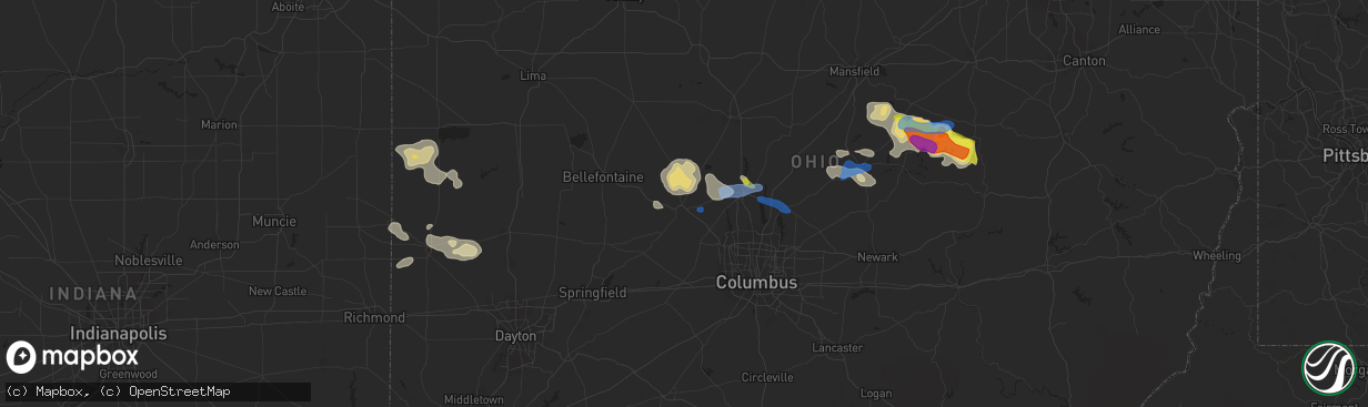 Hail map in Marysville, OH on September 7, 2020