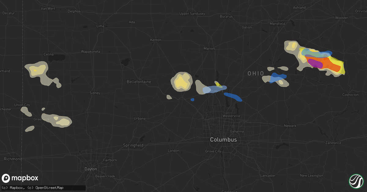Hail map in Marysville, OH on September 7, 2020