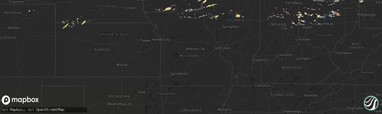 Hail map in Missouri on September 7, 2020