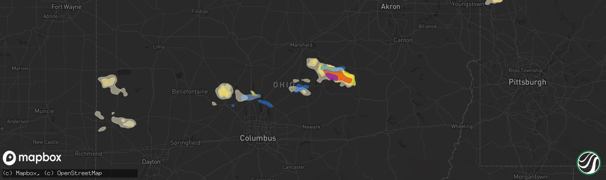 Hail map in Mount Vernon, OH on September 7, 2020