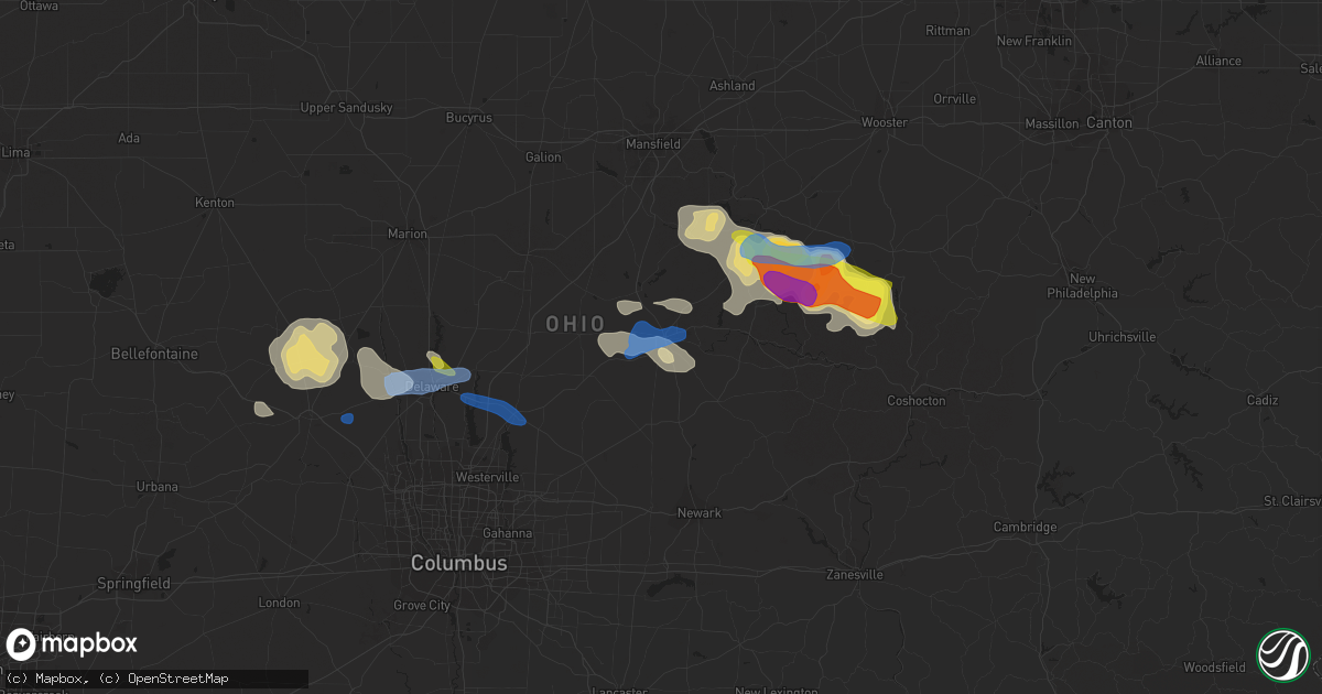 Hail map in Mount Vernon, OH on September 7, 2020