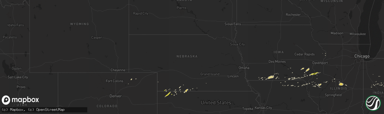 Hail map in Nebraska on September 7, 2020