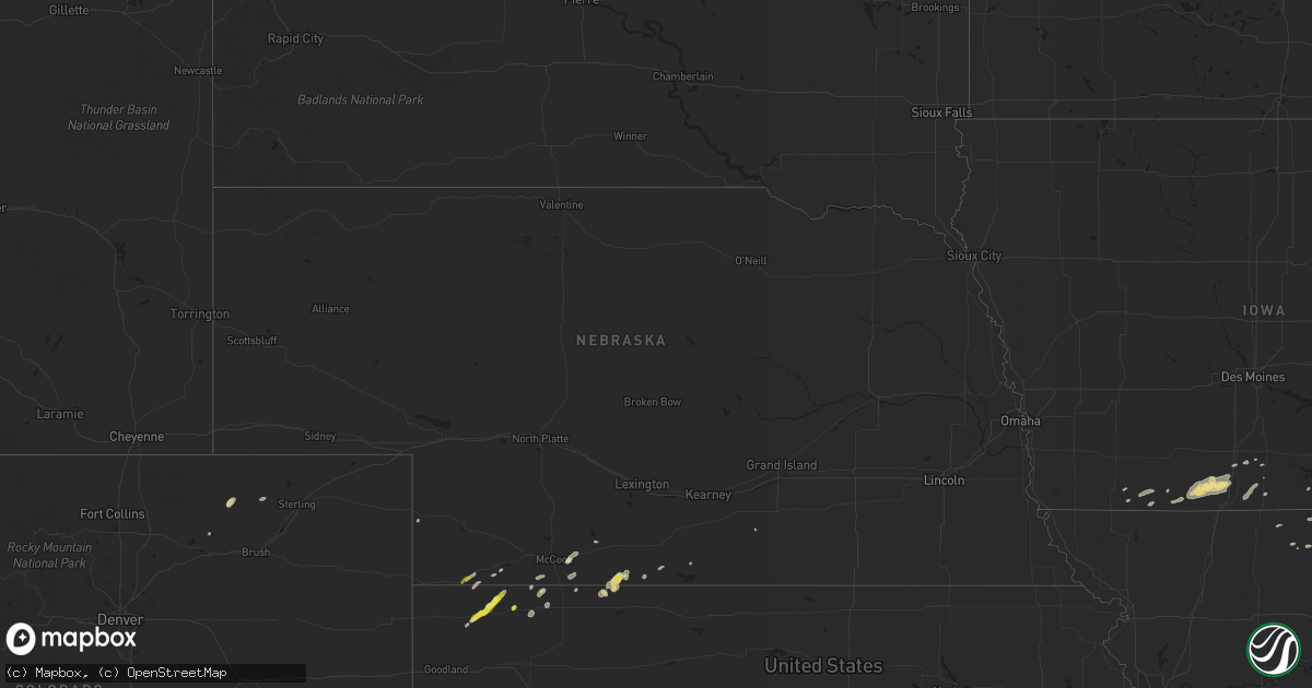 Hail map in Nebraska on September 7, 2020