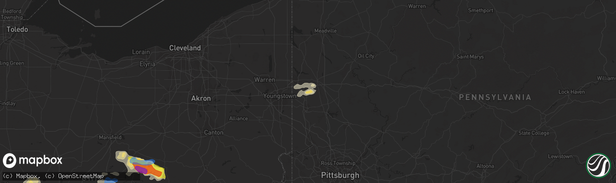 Hail map in New Wilmington, PA on September 7, 2020