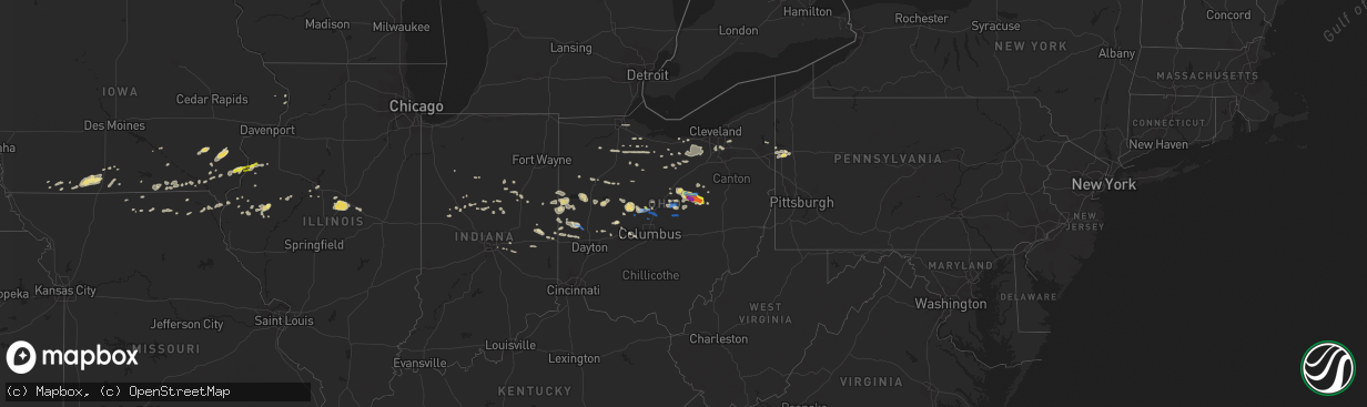 Hail map in Ohio on September 7, 2020