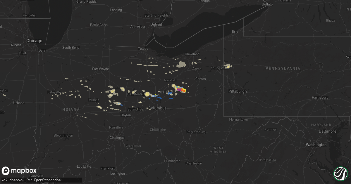Hail map in Ohio on September 7, 2020