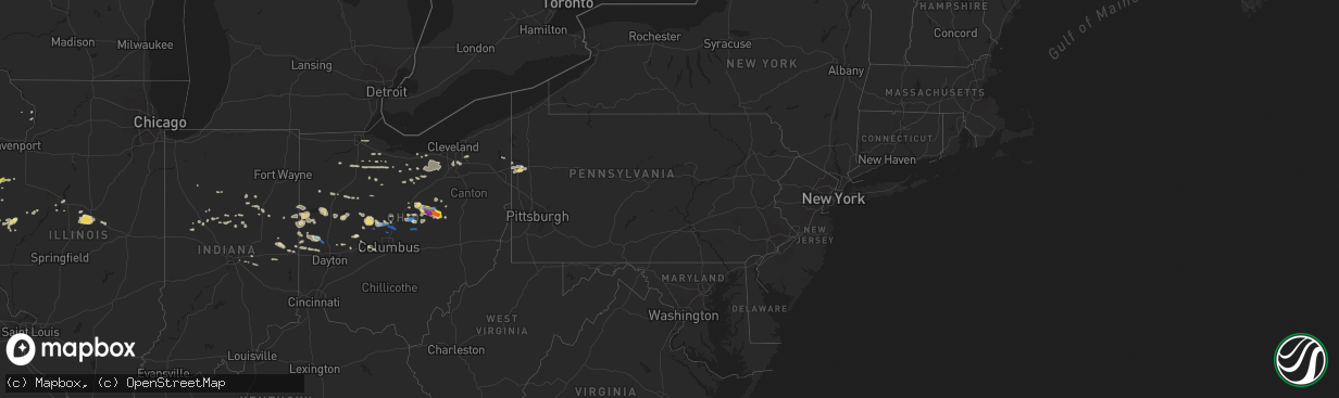 Hail map in Pennsylvania on September 7, 2020