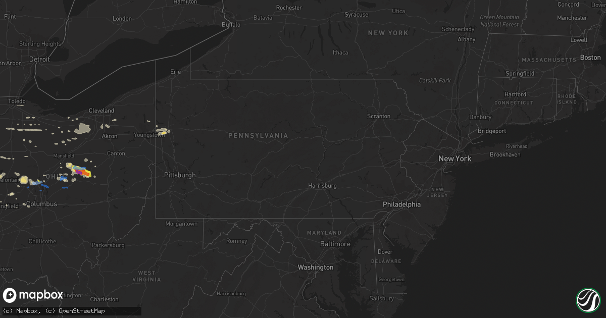 Hail map in Pennsylvania on September 7, 2020