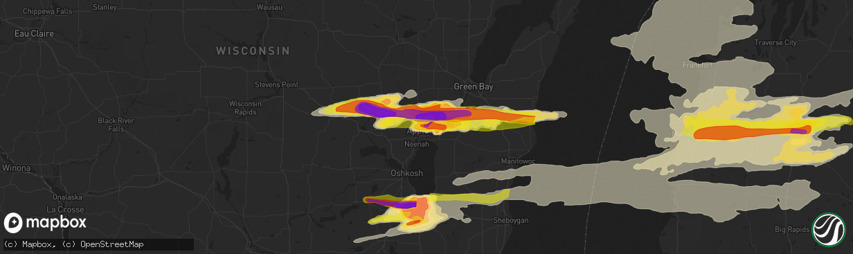 Hail map in Appleton, WI on September 7, 2021