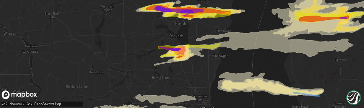 Hail map in Fond Du Lac, WI on September 7, 2021