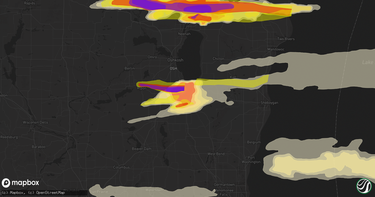Hail map in Fond Du Lac, WI on September 7, 2021